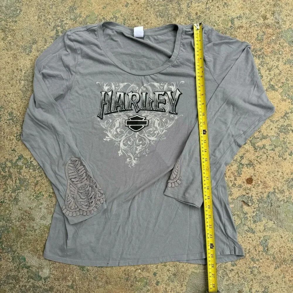 Harley Davidson Women’s Detailed Sleeve Y2K Biker Shirt